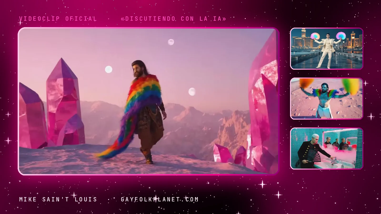 Fotogramas del videoclip oficial de «Discutiendo con la IA», de Mike Sain't Louis