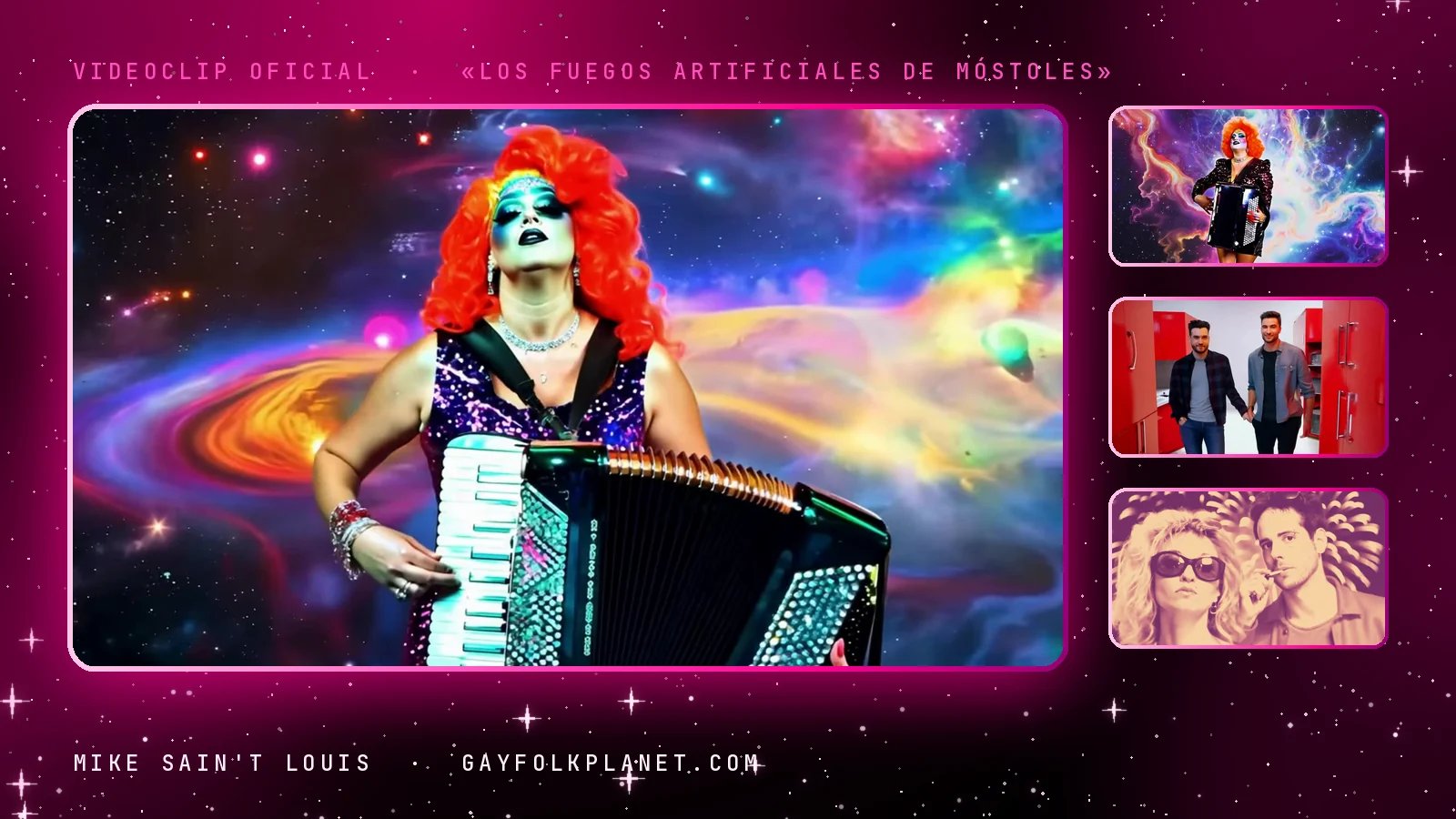 Fotogramas del videoclip oficial de «Los fuegos artificiales de Móstoles», de Mike Sain't Louis