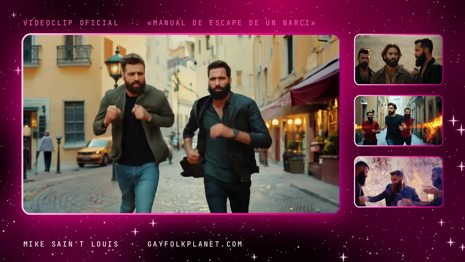 Fotogramas del videoclip oficial de «Manual de escape de un narci», de Mike Sain't Louis