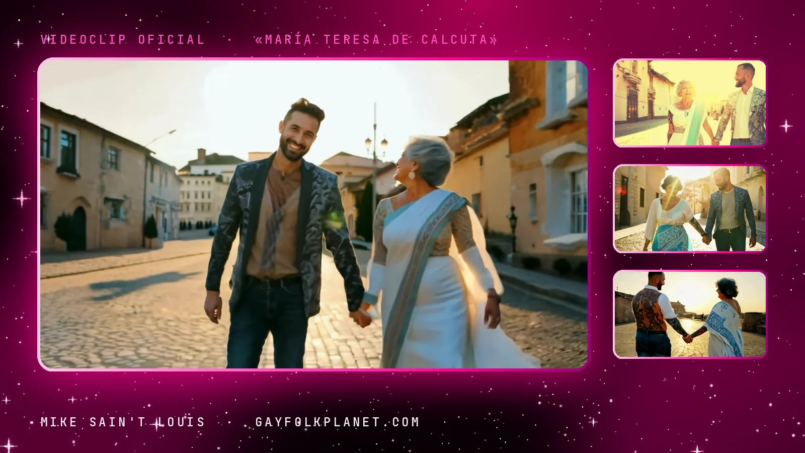 Fotogramas del videoclip oficial de «María Teresa de Calcuta», de Mike Sain't Louis