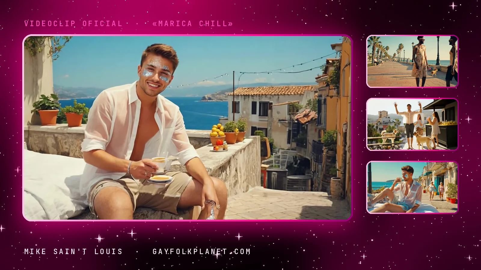Fotogramas del videoclip oficial de «Marica Chill», de Mike Sain't Louis