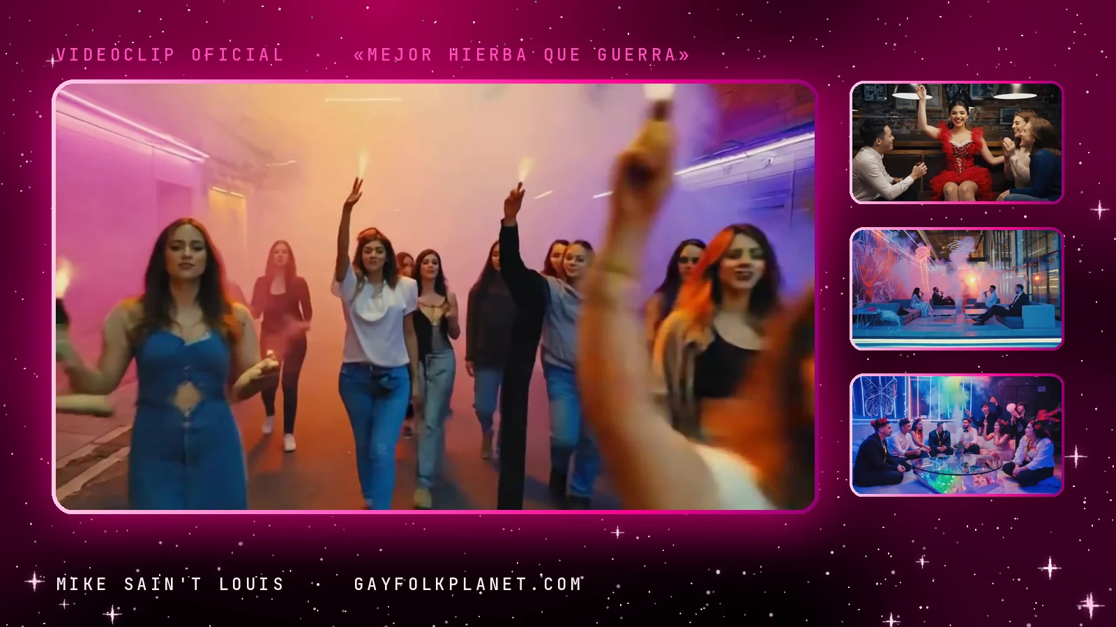 Fotogramas del videoclip oficial de «Mejor hierba que guerra», de Mike Sain't Louis