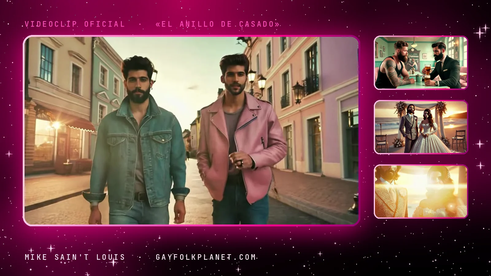 Fotogramas del videoclip oficial de «El anillo de casado», de Mike Sain't Louis