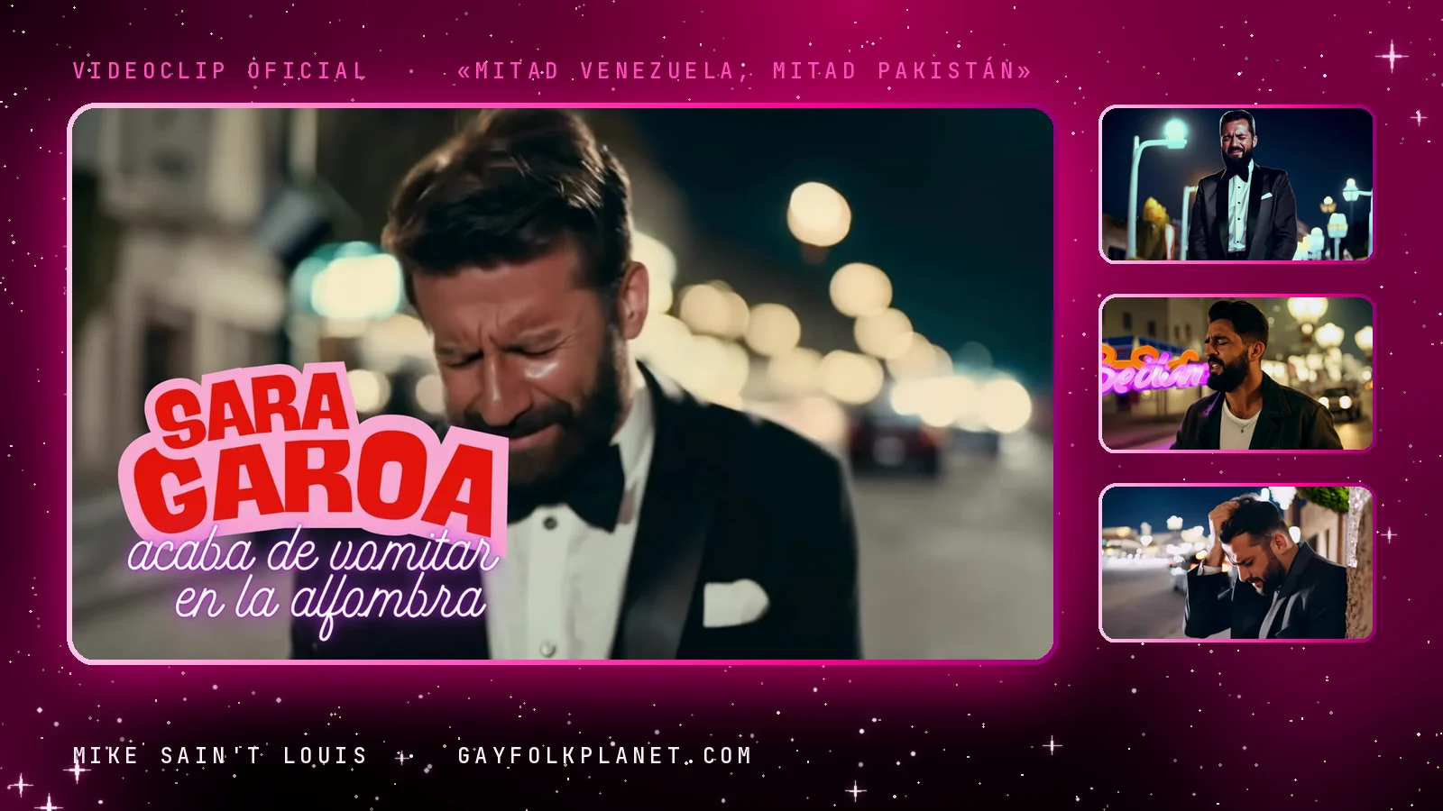 Fotogramas del videoclip oficial de «Mitad Venezuela, mitad Pakistán», de Mike Sain't Louis