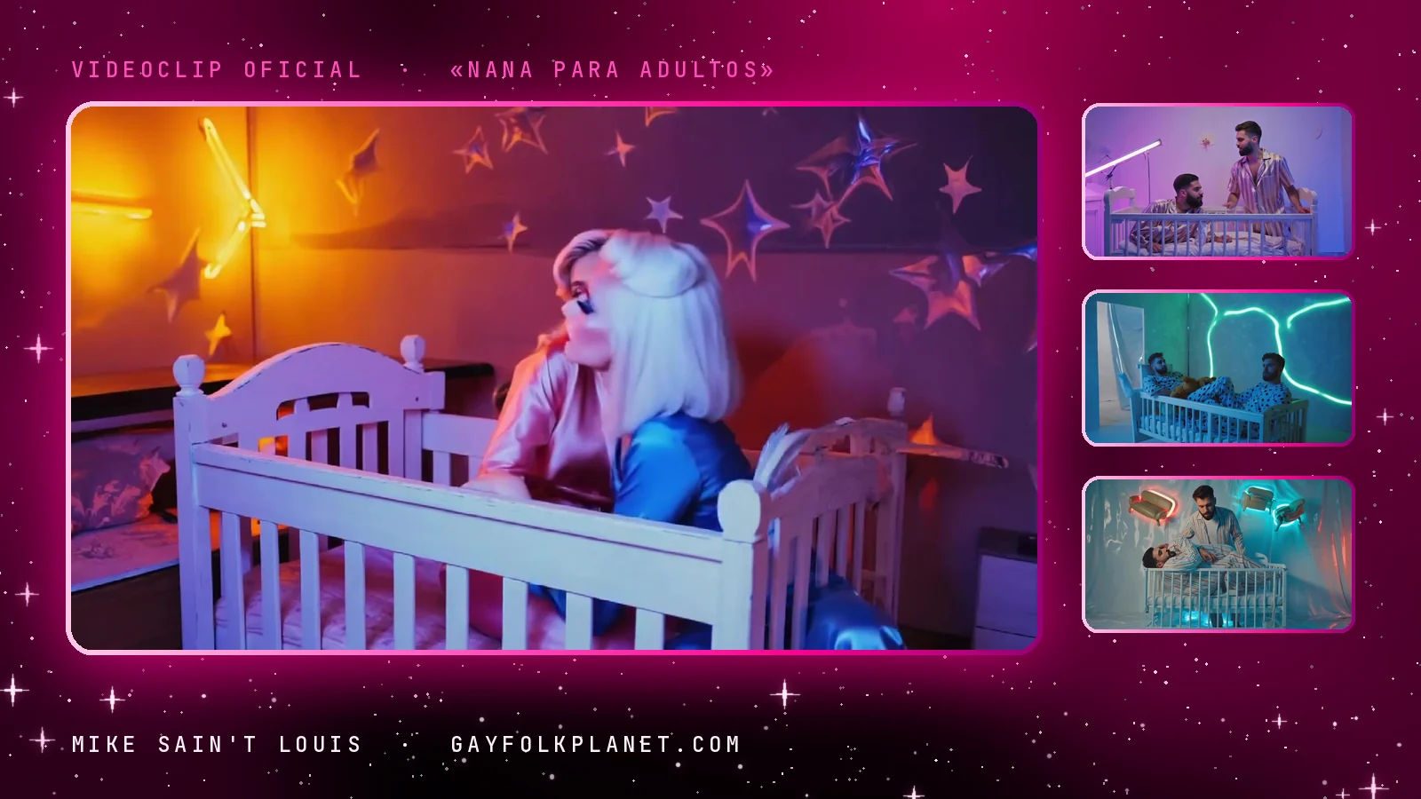 Fotogramas del videoclip oficial de «Nana para adultos», de Mike Sain't Louis