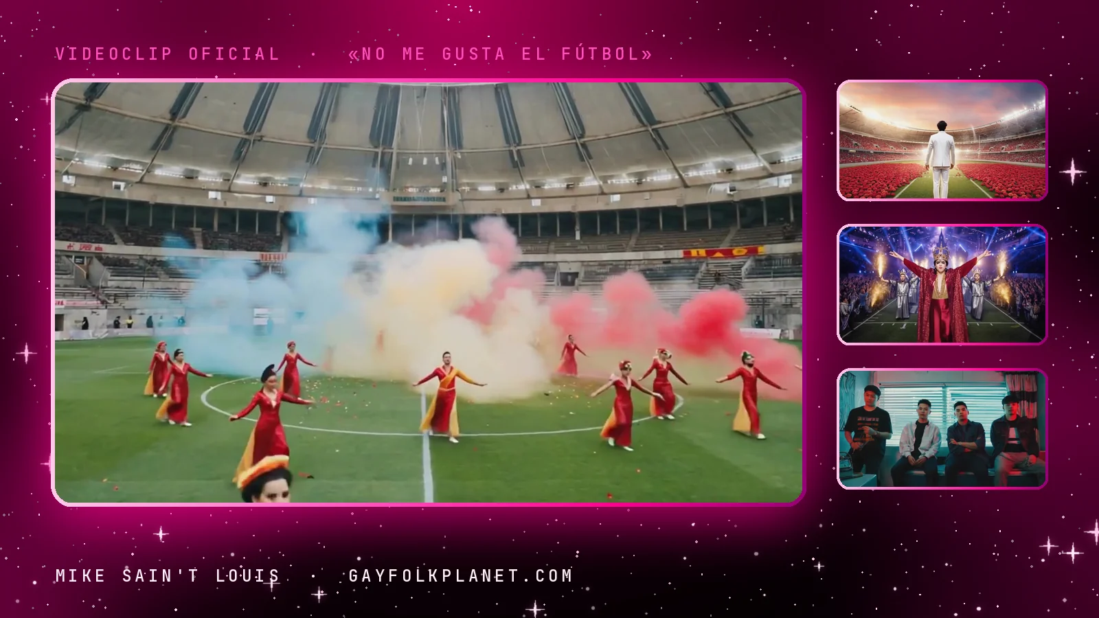 Fotogramas del videoclip oficial de «No me gusta el fútbol», de Mike Sain't Louis