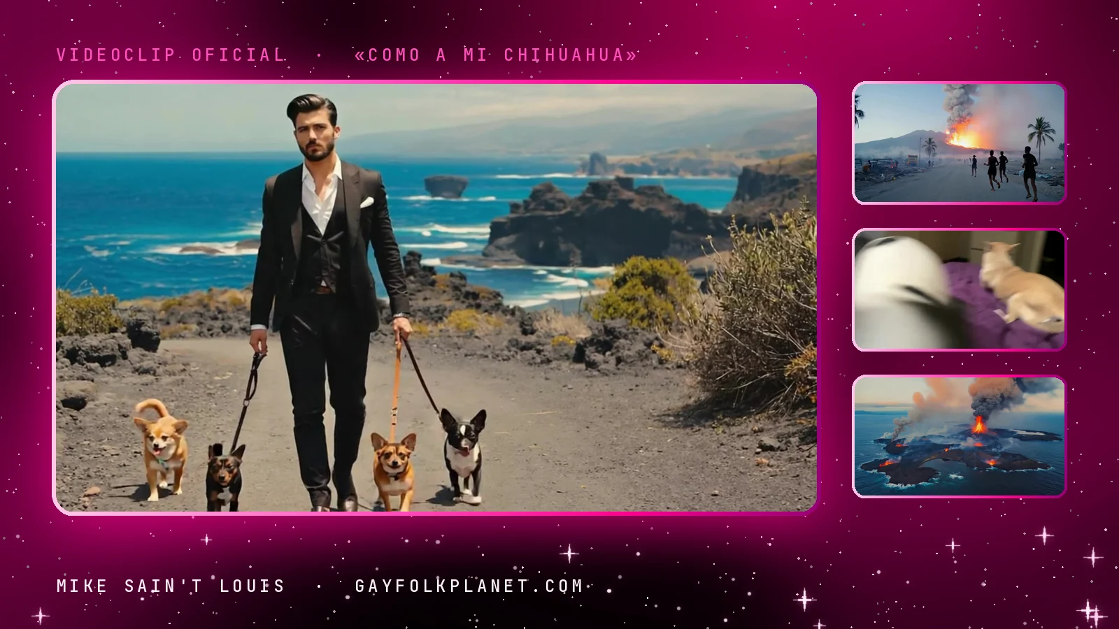 Fotogramas del videoclip oficial de «Como a mi chihuahua», de Mike Sain't Louis