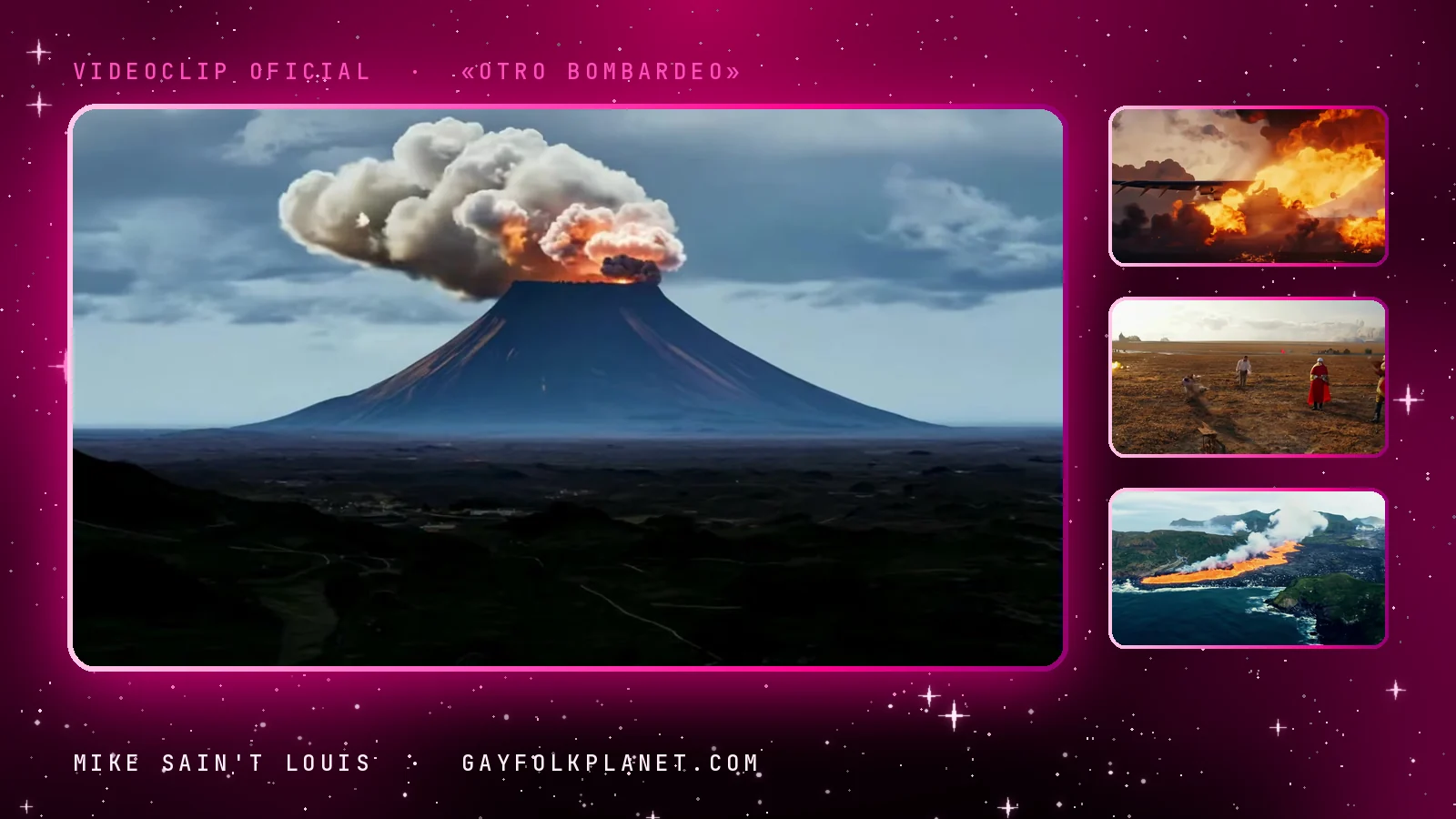 Fotogramas del videoclip oficial de «Otro Bombardeo», de Mike Sain't Louis
