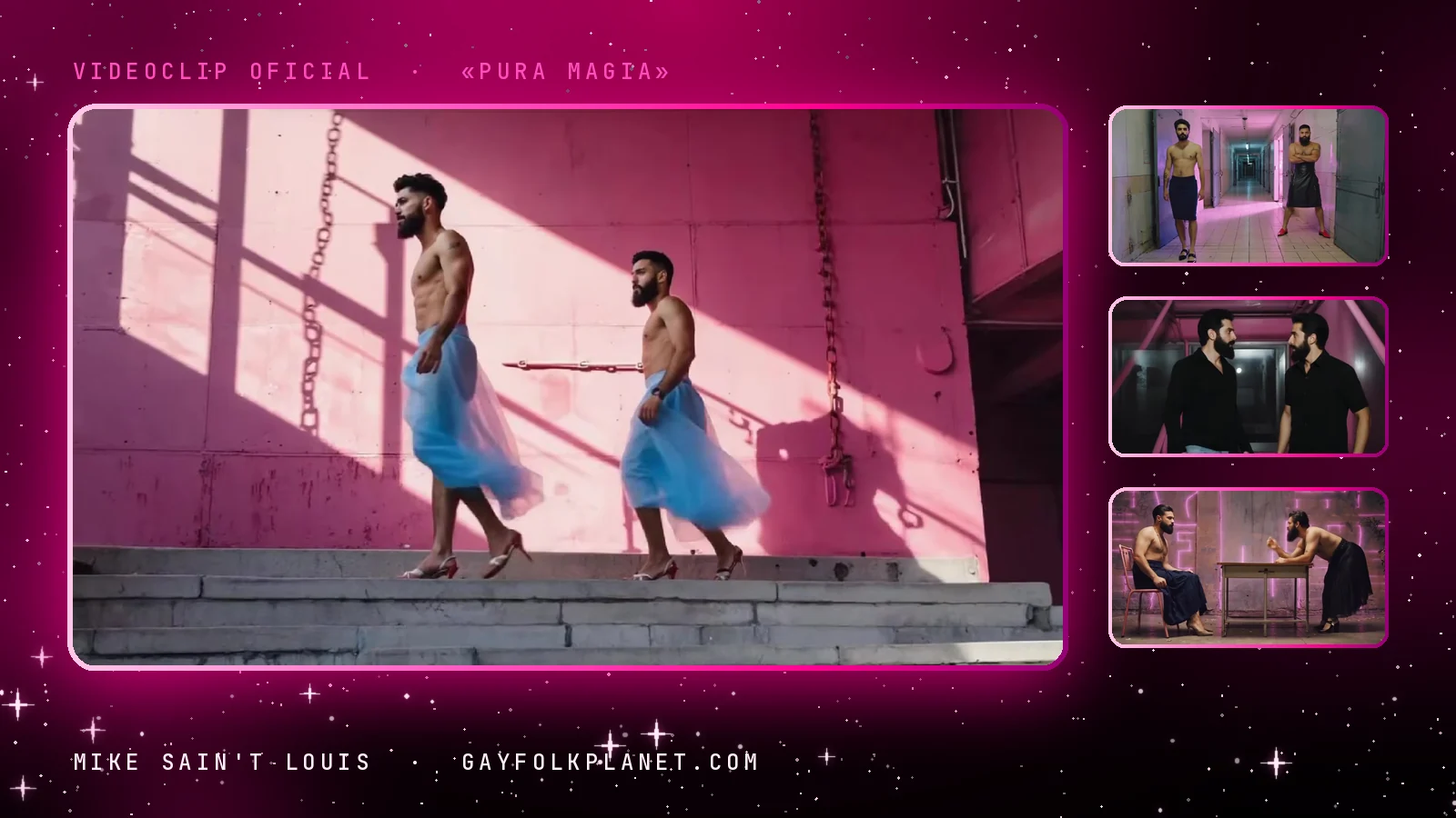 Fotogramas del videoclip oficial de «Pura magia», de Mike Sain't Louis