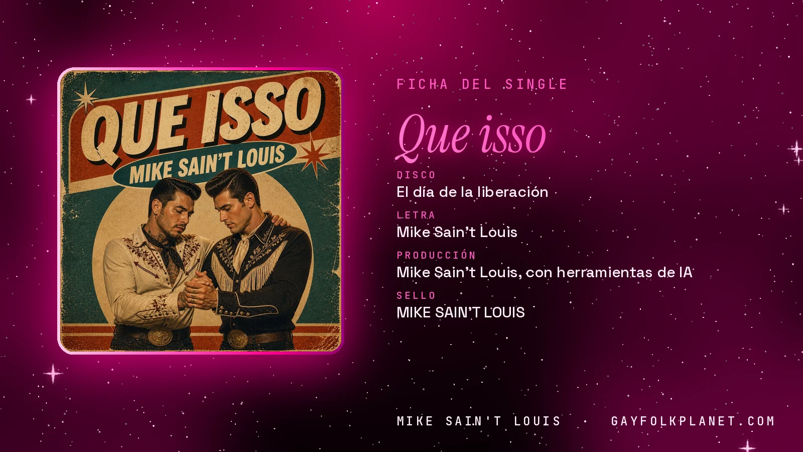 Ficha de la canción «Que isso» con su carátula: disco «El día de la liberación», letra y producción de Mike Sain't Louis