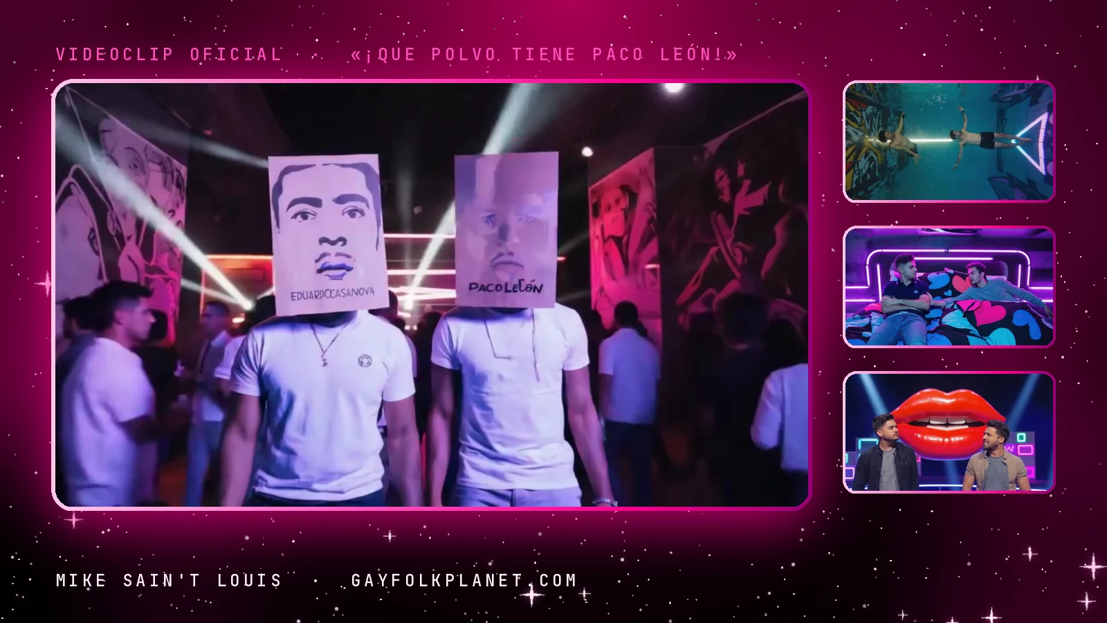 Fotogramas del videoclip oficial de «¡Que Polvo Tiene Paco León!», de Mike Sain't Louis