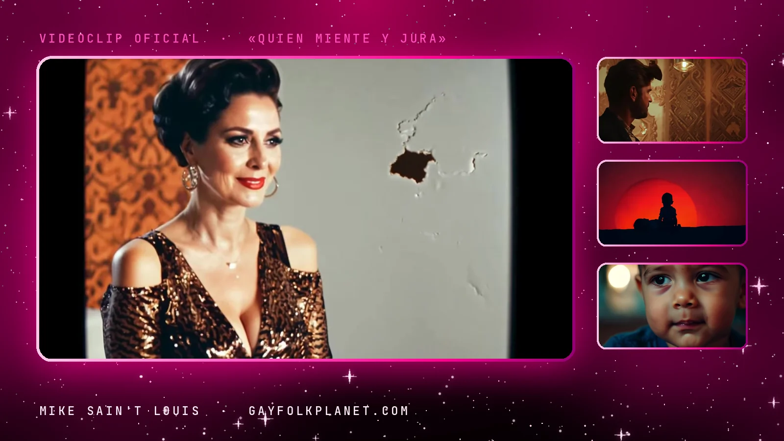 Fotogramas del videoclip oficial de «Quien miente y jura», de Mike Sain't Louis