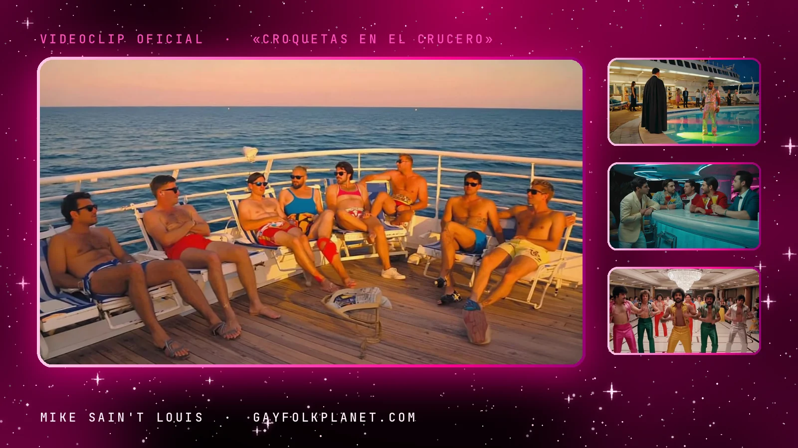 Fotogramas del videoclip oficial de «Croquetas en el crucero», de Mike Sain't Louis