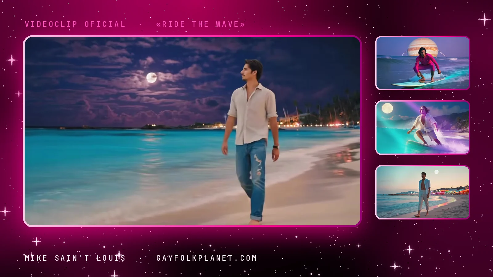 Fotogramas del videoclip oficial de «Ride the Wave», de Mike Sain't Louis