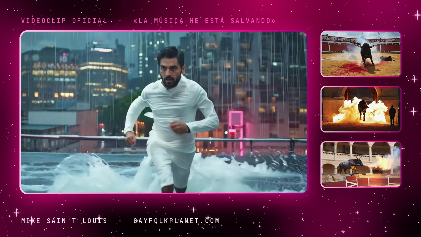 Fotogramas del videoclip oficial de «La música me está salvando», de Mike Sain't Louis