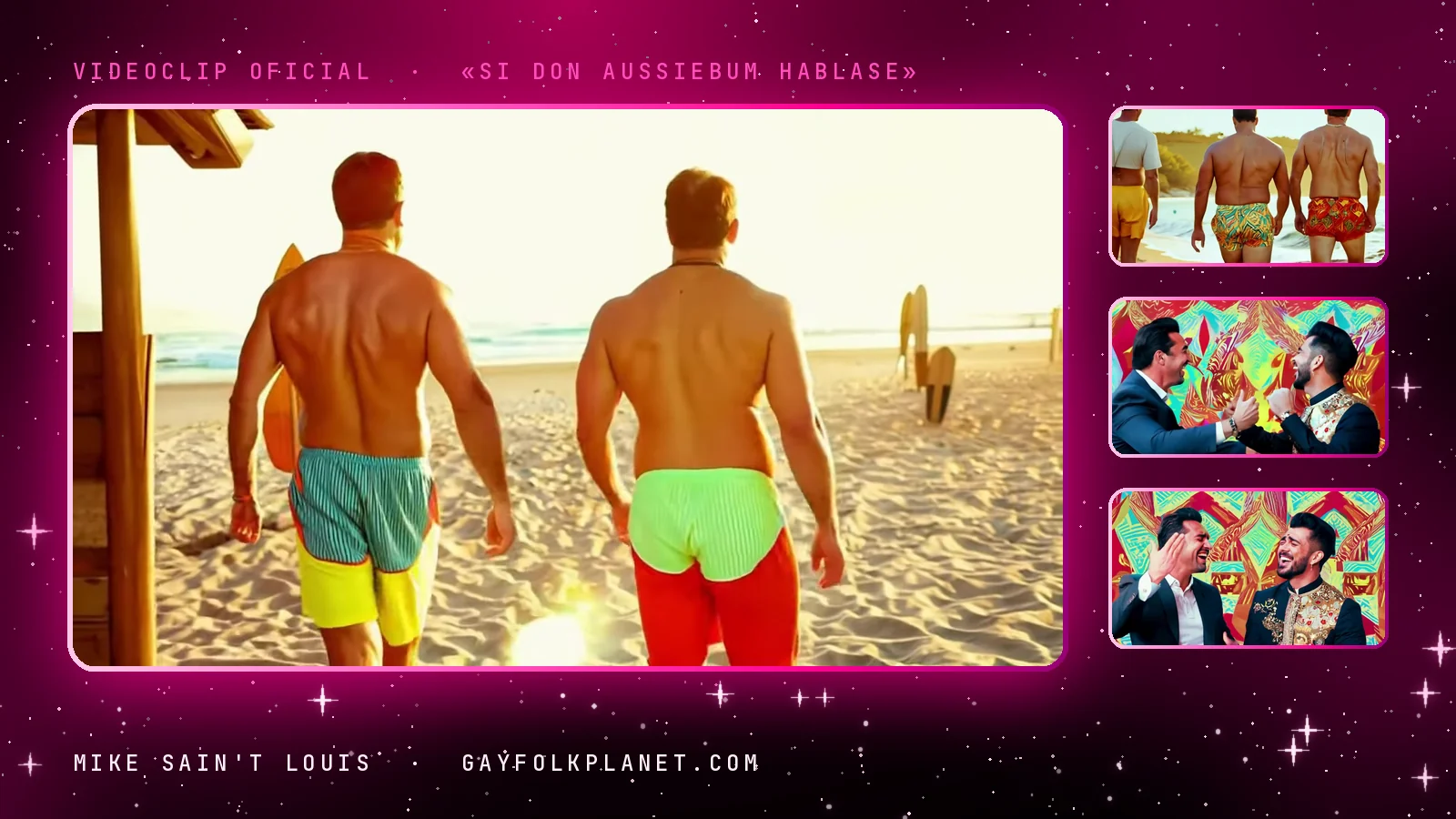 Fotogramas del videoclip oficial de «Si Don Aussiebum Hablase», de Mike Sain't Louis