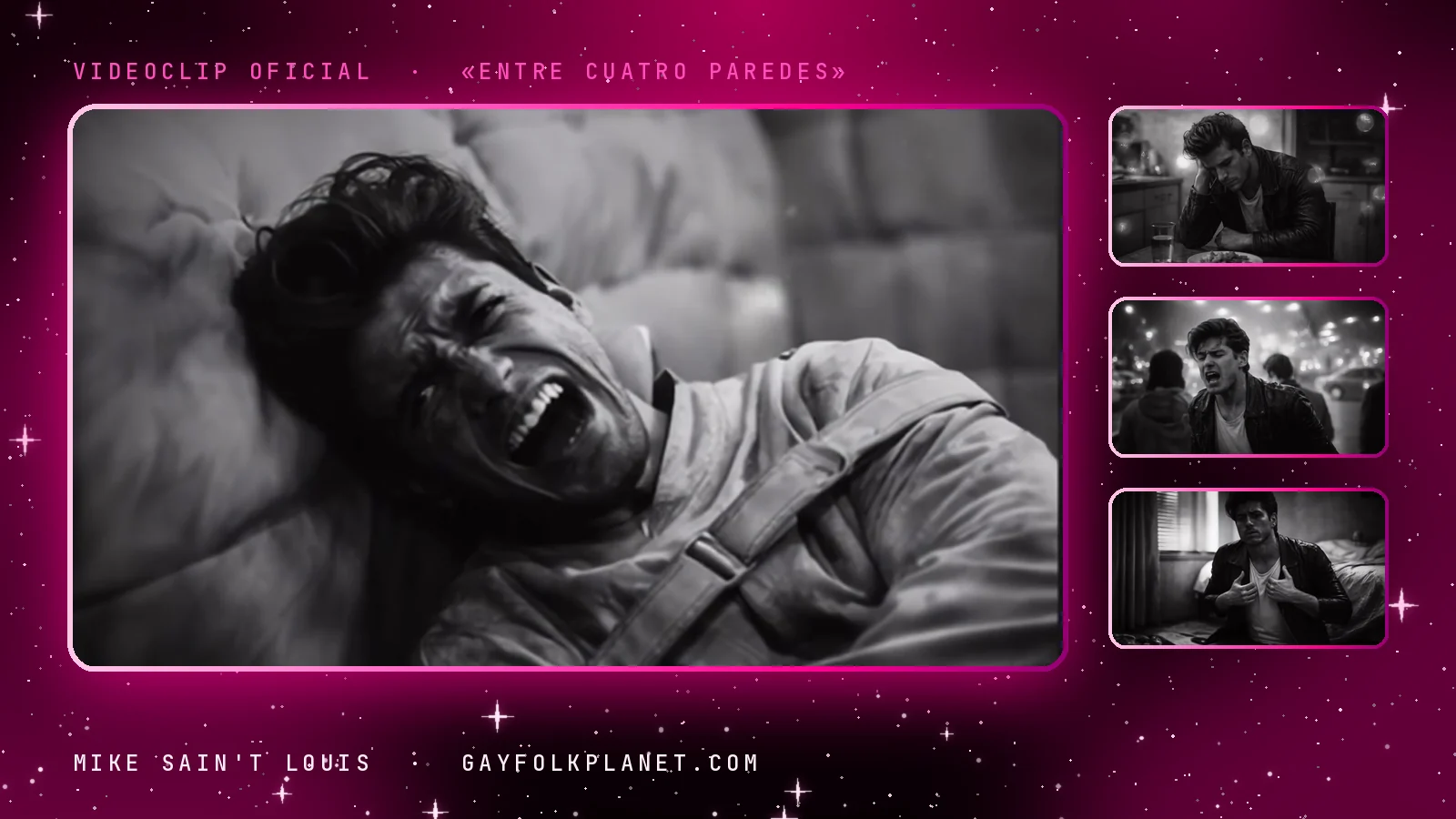 Fotogramas del videoclip oficial de «Entre cuatro paredes», de Mike Sain't Louis