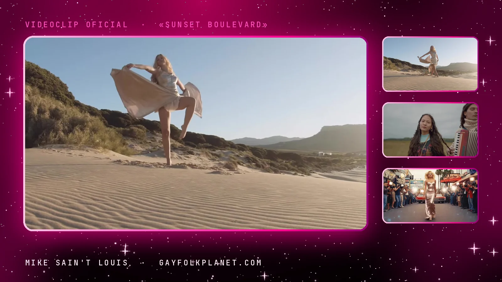 Fotogramas del videoclip oficial de «Sunset Boulevard», de Mike Sain't Louis