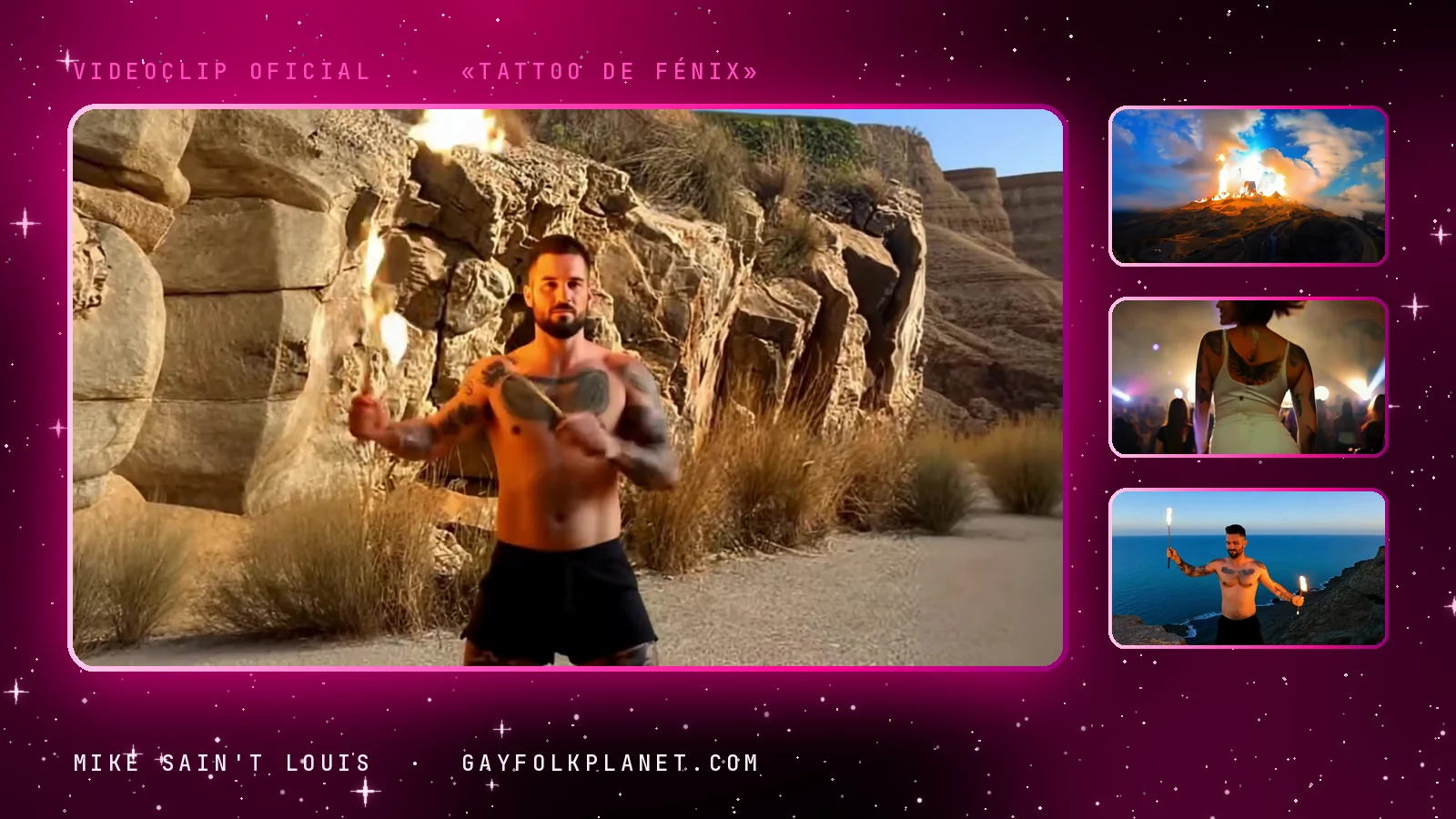 Fotogramas del videoclip oficial de «Tattoo de Fénix», de Mike Sain't Louis