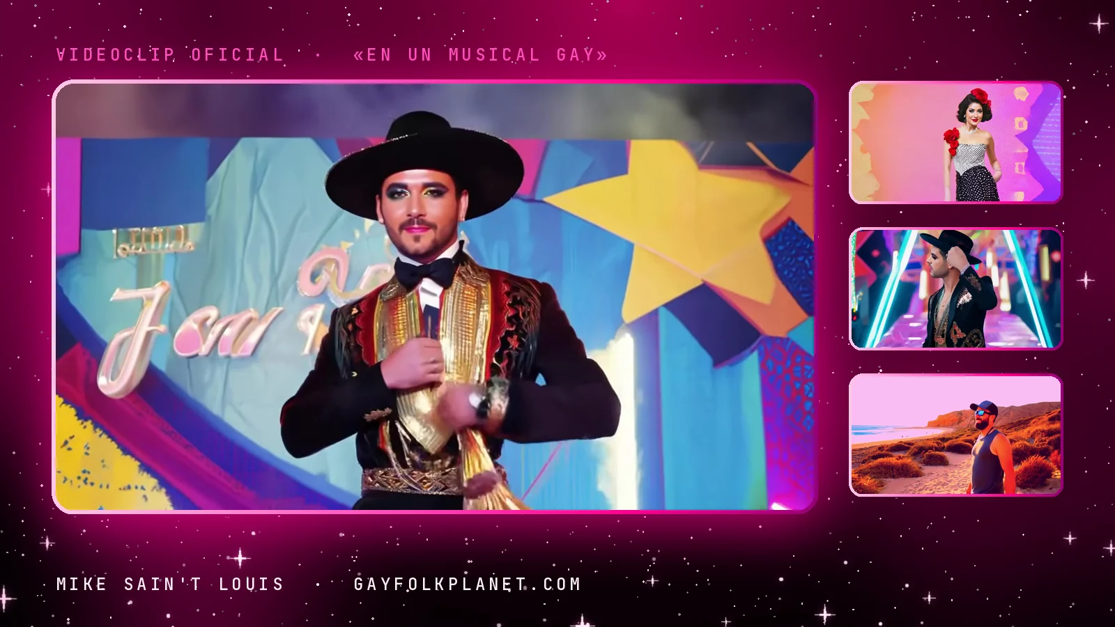 Fotogramas del videoclip oficial de «En un musical gay», de Mike Sain't Louis