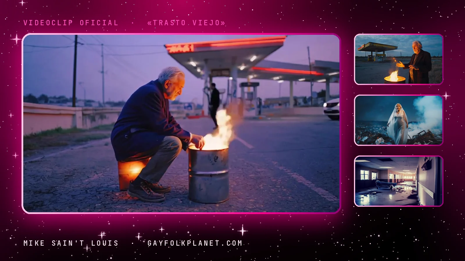 Fotogramas del videoclip oficial de «Trasto viejo», de Mike Sain't Louis