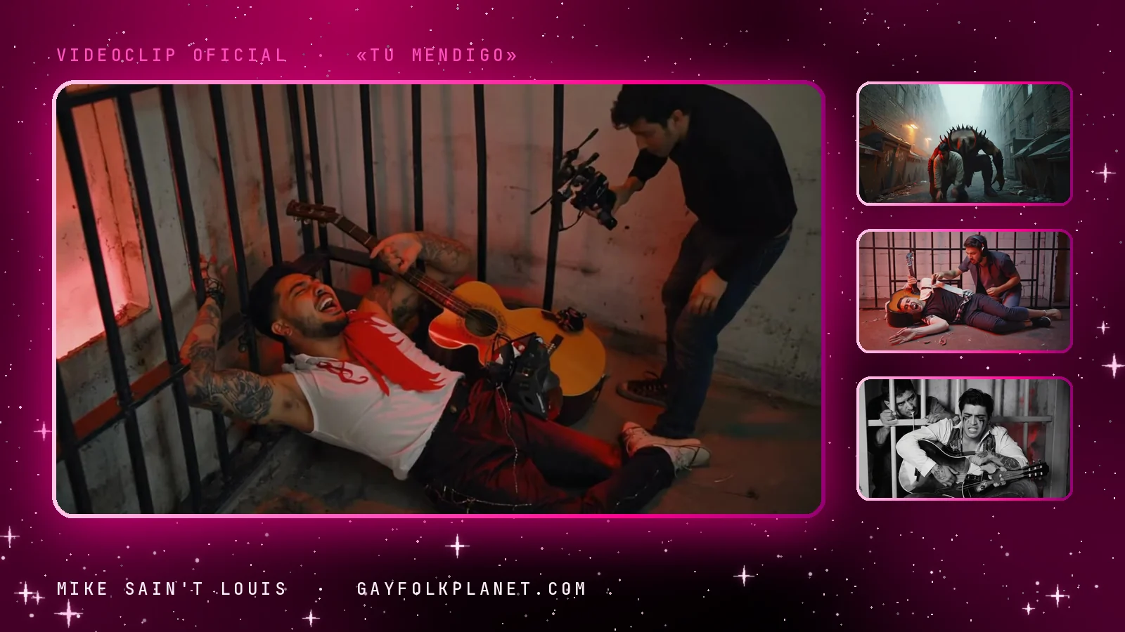Fotogramas del videoclip oficial de «Tu Mendigo», de Mike Sain't Louis