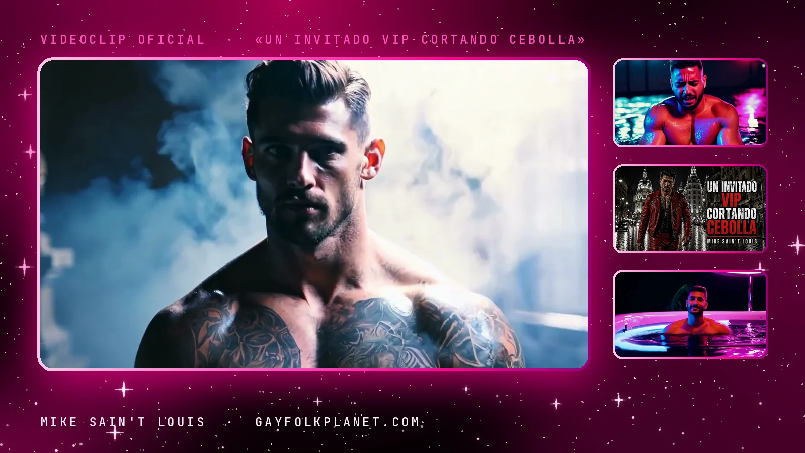 Fotogramas del videoclip oficial de «Un invitado VIP cortando cebolla», de Mike Sain't Louis