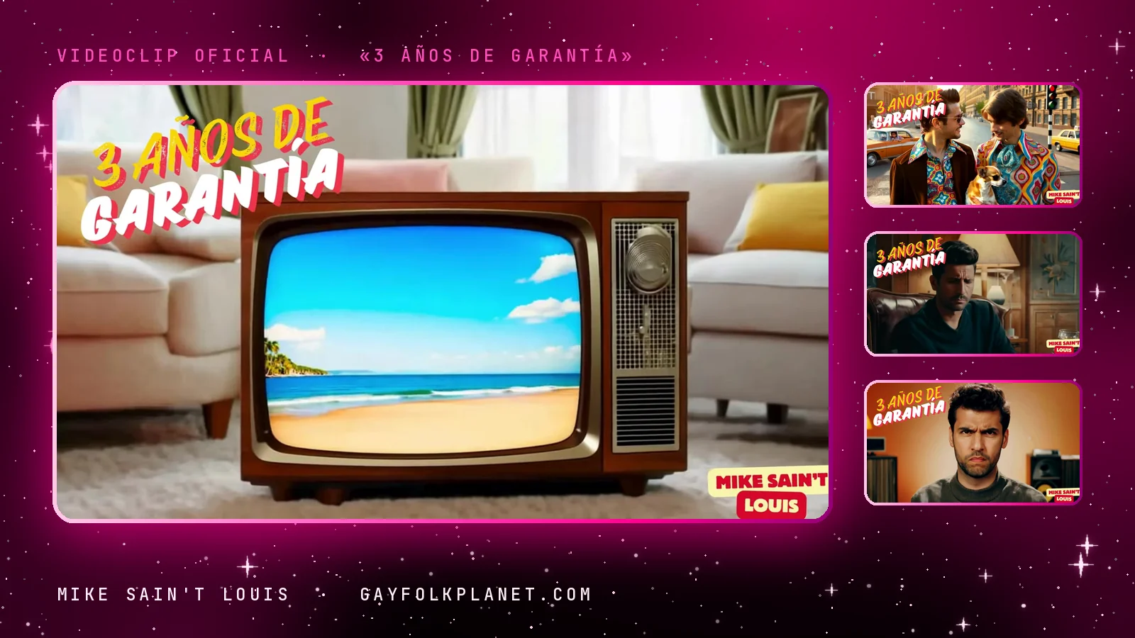 Fotogramas del videoclip oficial de «3 años de garantía», de Mike Sain't Louis