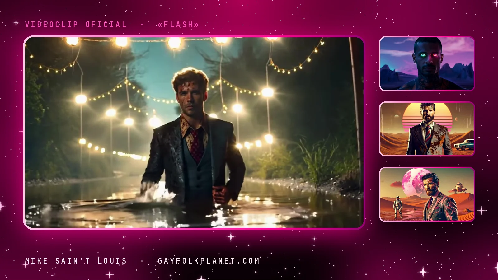 Fotogramas del videoclip oficial de «Flash», de Mike Sain't Louis