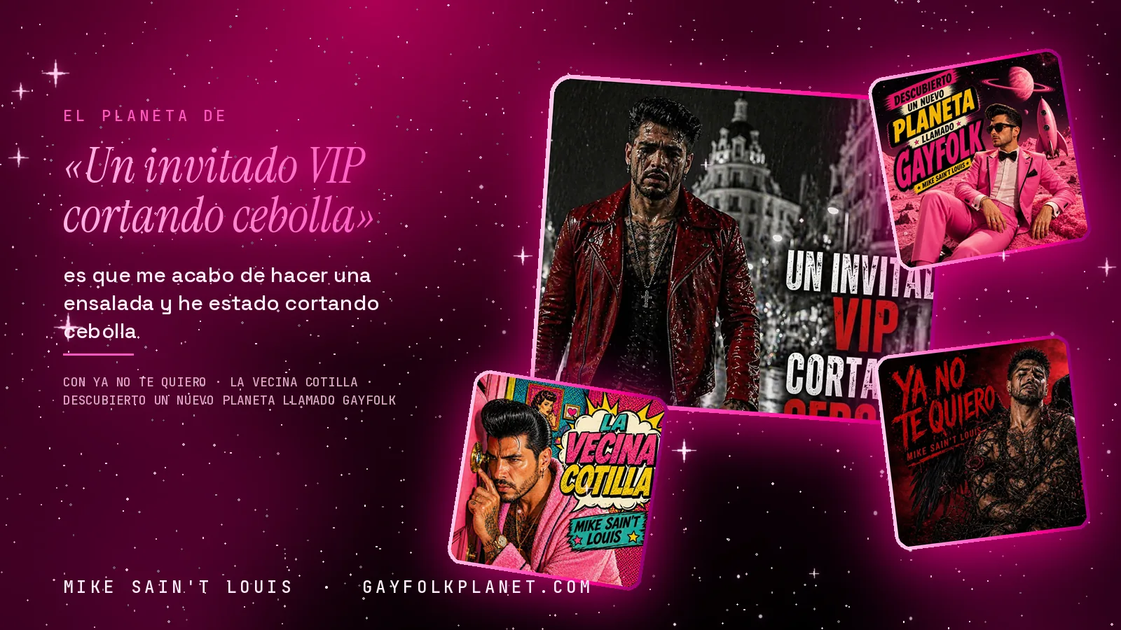 Mosaico con un recorte de la portada de la canción de la cebolla junto a las de «Ya no te quiero», «La vecina cotilla» y el primer disco de la trilogía