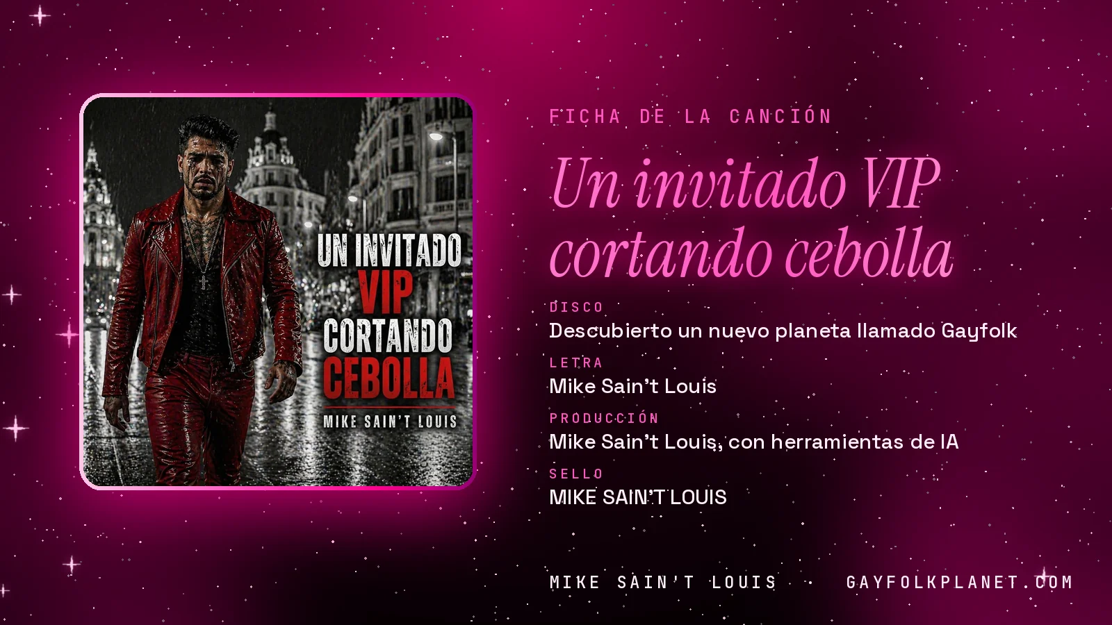 Tarjeta técnica de la pista trece del primer disco: letra, composición y producción de Mike Sain't Louis, con su carátula