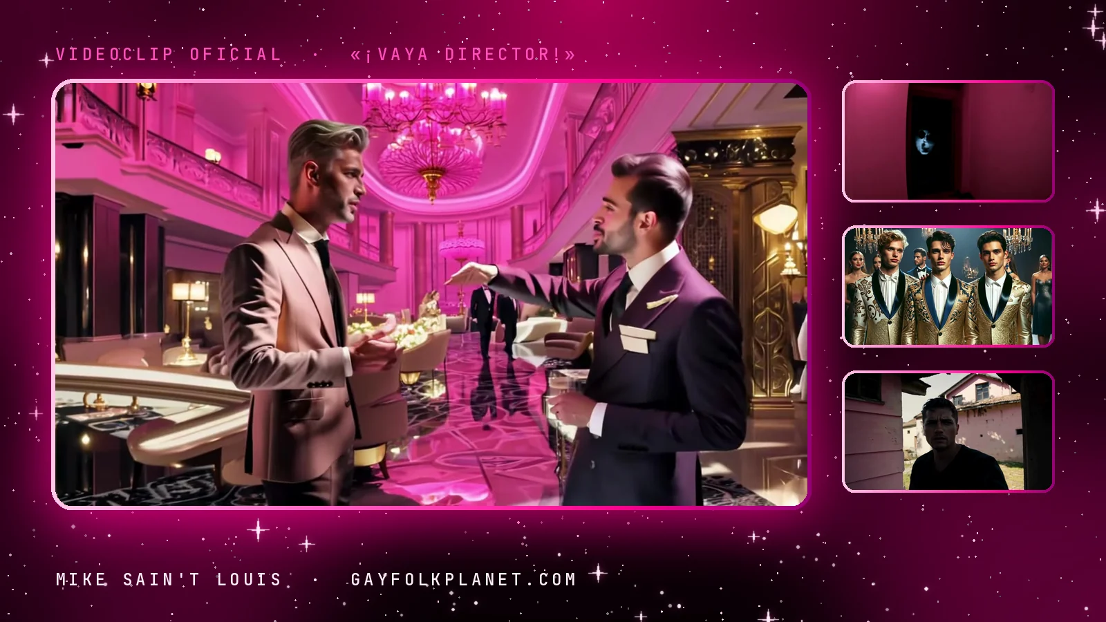 Fotogramas del videoclip oficial de «¡Vaya director!», de Mike Sain't Louis