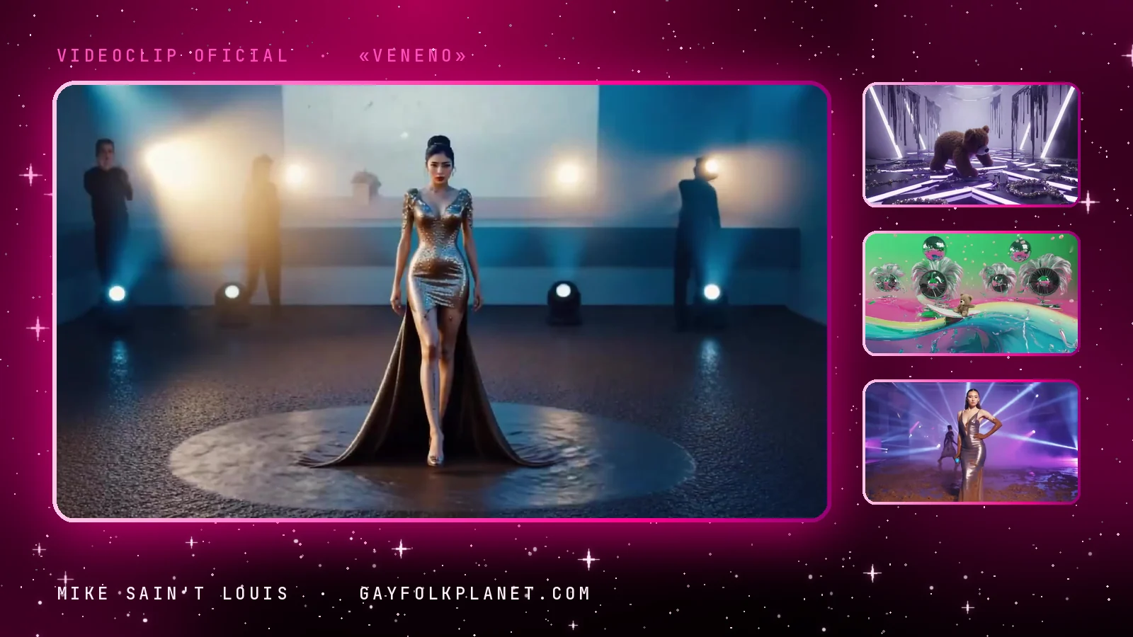 Fotogramas del videoclip oficial de «Veneno», de Mike Sain't Louis