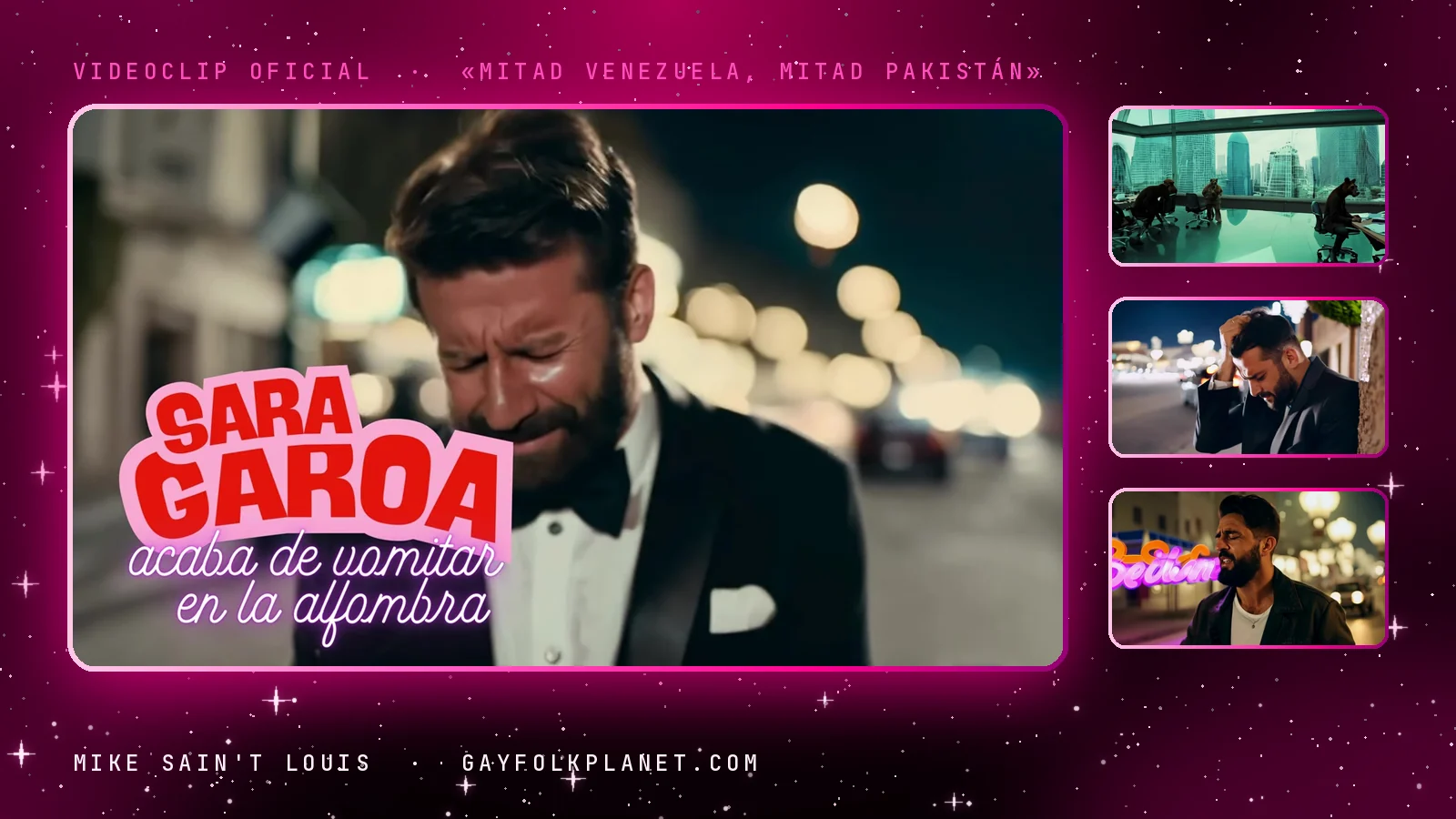 Fotogramas del videoclip oficial de «Mitad Venezuela, mitad Pakistán», de Mike Sain't Louis
