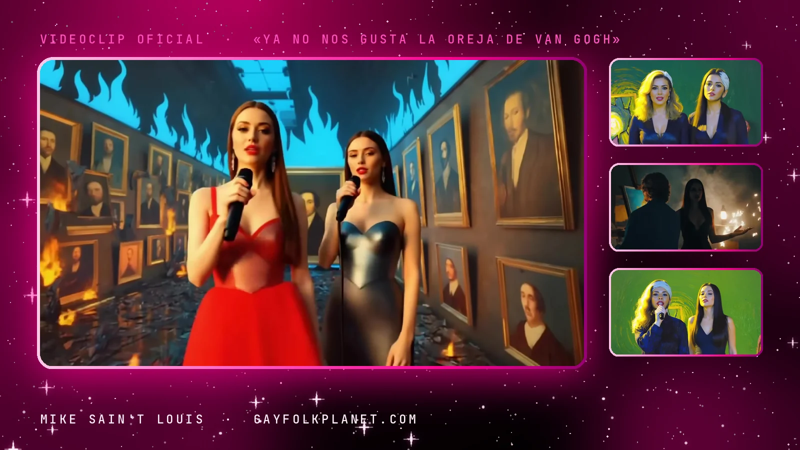 Fotogramas del videoclip oficial de «Ya No Nos Gusta la Oreja de Van Gogh», de Mike Sain't Louis