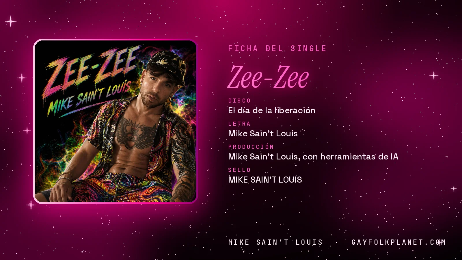 Ficha de la canción «Zee-Zee» con su carátula: disco «El día de la liberación», letra y producción de Mike Sain't Louis