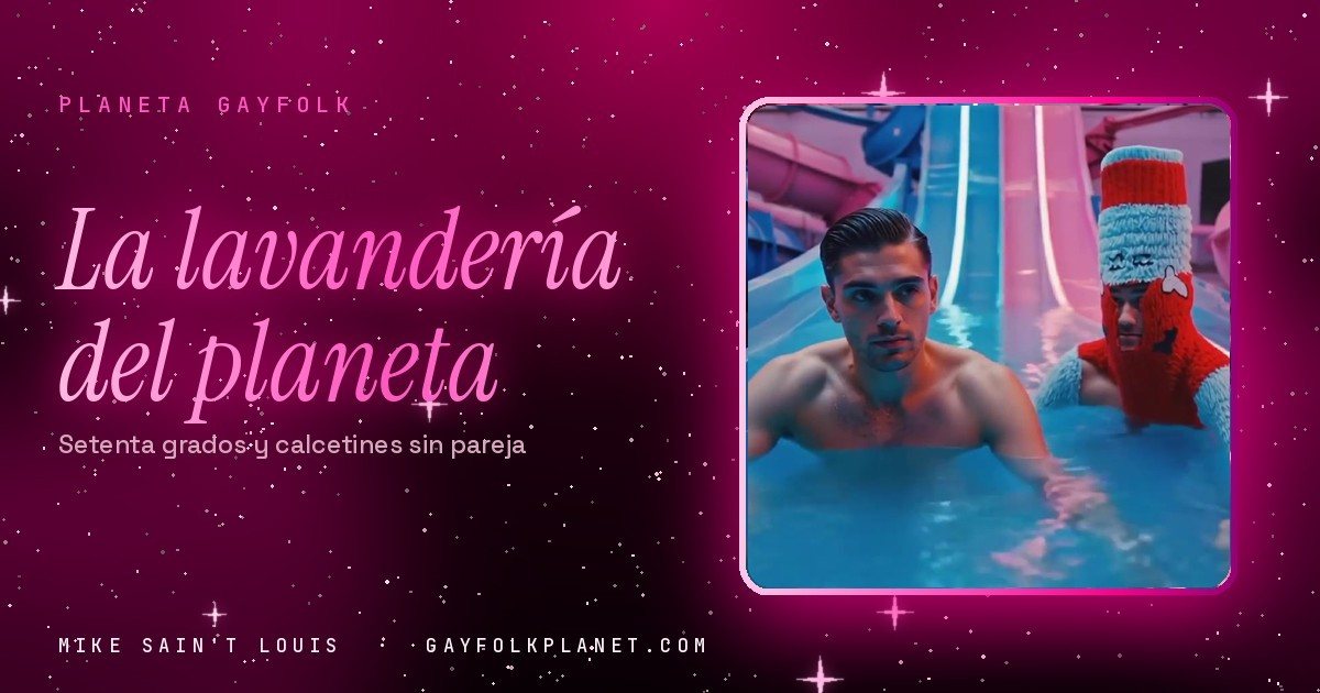 Fotograma del videoclip de «El calcetín», de Mike Sain't Louis, en la portada de «La lavandería del planeta»