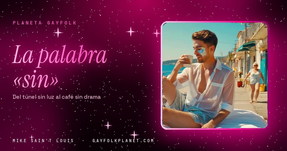 Fotograma del videoclip de «Marica chill»: un chico con camisa blanca abierta y gafas de sol toma un café sentado sobre un coche blanco junto al mar