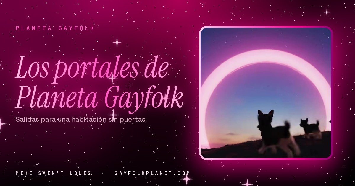 Fotograma de «La empatía de la arpía»: un gran aro de luz rosa sobre una colina al anochecer, con las siluetas de tres chihuahuas delante