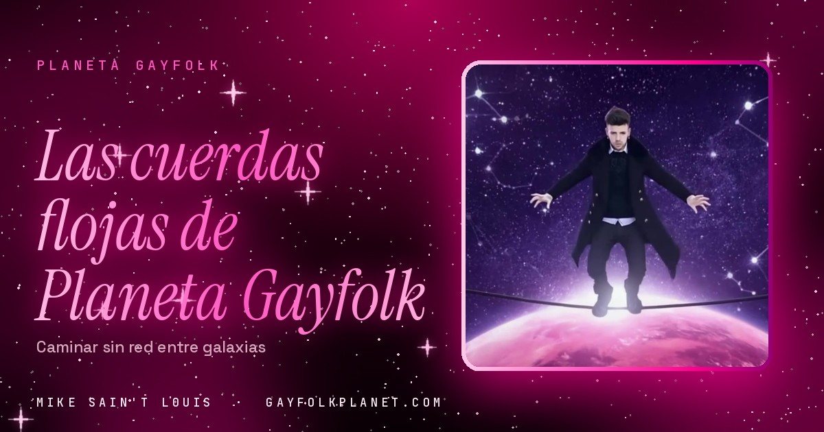 Fotograma de «Punto muerto»: una figura diminuta camina por una cuerda tendida en el espacio, sobre la curva de un planeta rosa y bajo una estrella resplandeciente